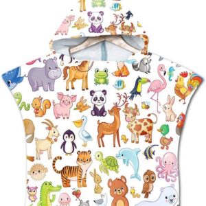 Kinder Poncho Strandlaken met Capuchon - Sneldrogende Badjas voor Meisjes en Jongens