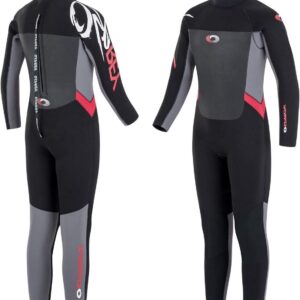 Kinder Wetsuit - Neopreen pak - Watersporten - 5mm Dikte - 4mm onder armen - Zwart/Rood