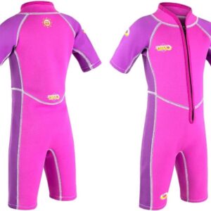 Kinder wetsuit - Kort neopreen pak - Watersport plezier - SPF 50+ zonbescherming - 3/2 mm - Oester Roze