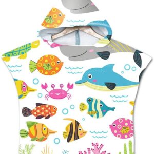 Kinderbadlaken met capuchon - Strandponcho Baby - Na het zwemmen - Zachte microvezel constructie - 60 x 60 cm