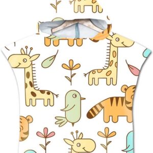 Kinderen Hooded Strandlaken Badjas Poncho, 3D Dier Kids Meisje Jongen Hooded Veranderende Handdoek Deken Strandbadjas voor Babydouche Zwembad (60x60cm, Giraffe)