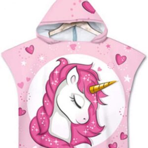 Kinderen Strandlaken Badjas Poncho, Treer 3D Cartoon Kids Baby Meisje Jongen Veranderende Kleding Hooded Robe Strand Badhanddoek voor Surfen Zwemmen Wetsuit Badmode (60x60cm, Liefde)