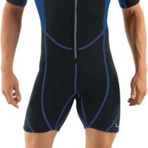 Korte Wetsuit Heren - Neopreen Pak - Watersport Activiteiten - 25 mm Dikte - Maat Mediano - Zwart Blauw