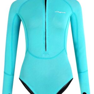 Livano Wetsuit Dames - Swimsuit - Shorty - Surfpak - Duikpak - Lange Mouw - Zwemsuit - Blauw - L