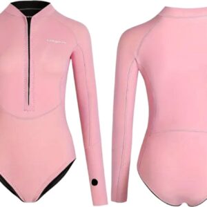 Livano Wetsuit Dames - Swimsuit - Shorty - Surfpak - Duikpak - Lange Mouw - Zwemsuit - Roze - XS