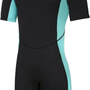Livano Wetsuit Dames - Swimsuit - Shorty - Surfpak - Duikpak - Lange Mouw - Zwemsuit - Zwart/Blauw - XXL