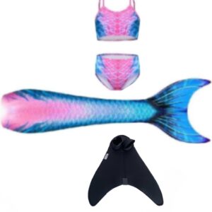 Luxe zeemeerminstaart roze blauw met monovin + bikini maat 10