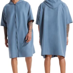Marineblauwe surfcape, aankleedbadjas met capuchon, absorberend en sneldrogend wetsuit, aankleeddoek geschikt voor strandsurfen, voor mannen en vrouwen.