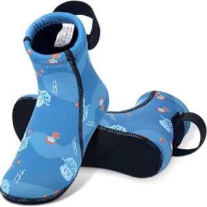 Maten 27-30 (geschikt voor 16 cm) Blauwe kwallen kindersokken, 3 mm rubberen sokken, kinderzwemlaarzen voor koud water, peuterduiklaarzen, antislip wetsuits, sandschoenen, geschikt voor beachvolleybal.