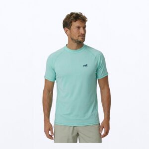 Mistral Ocean Heren Rash Guard | Opal Blauw | Maat L | Korte Mouw | UV-Beschermend Watershirt | Voor SUP, Surfen, Windsurfen en Strand