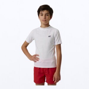 Mistral Ocean Kinder Rash Guard | Jongens en Meisjes | Wit | Maat 128 | Korte Mouw | UV-Beschermend Watershirt | Voor SUP, Surfen en Strand