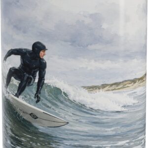Mok Surfen op de Noordzee - Koffiemok met Aquarel van Surfer op een Golf - Stoere Watersport Beker voor Thuis en Kantoor - Cadeau voor Surf- en Kustliefhebber