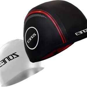 Neopreen Zwemmuts - Wetsuit Hoed - Zwemmen Open Water - Riemvrij Ontwerp - 4mm Dikte - Zwart Rood