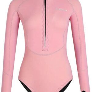 Nivard Wetsuit Dames - Swimsuit - Shorty - Surfpak - Duikpak - Lange Mouw - Zwemsuit - Roze - XS