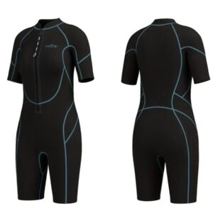 Nivard Wetsuit Dames - Swimsuit - Shorty - Surfpak - Duikpak - Lange Mouw - Zwemsuit - Zwart - M