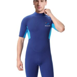 Nivard Wetsuit Heren - Swimsuit - Shorty - Surfpak - Duikpak - Lange Mouw - Zwemsuit - Blauw - XXL