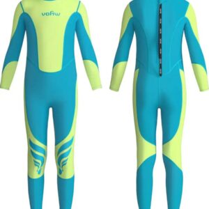 Nivard Wetsuit Kinderen - Swimsuit - Shorty - Surfpak - Duikpak - Lange Mouw - Zwemsuit - Blauw - 14y