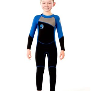 Nivard Wetsuit Kinderen - Swimsuit - Shorty - Surfpak - Duikpak - Lange Mouw - Zwemsuit - Blauw - 5-6y