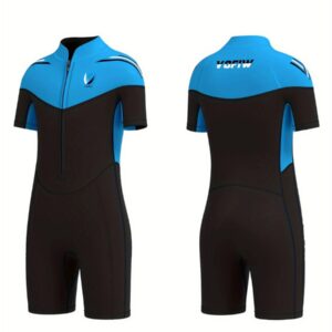 Nivard Wetsuit Kinderen - Swimsuit - Shorty - Surfpak - Duikpak - Lange Mouw - Zwemsuit - Blauw - 6y