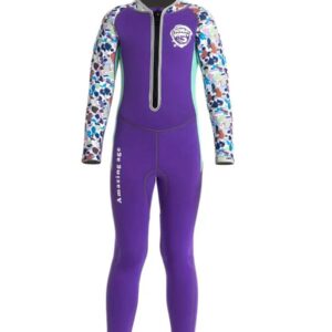 Nivard Wetsuit Kinderen - Swimsuit - Shorty - Surfpak - Duikpak - Lange Mouw - Zwemsuit - Paars - 5-6y