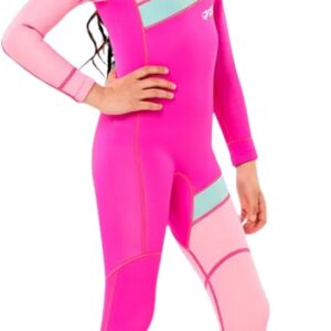 Nivard Wetsuit Kinderen - Swimsuit - Shorty - Surfpak - Duikpak - Lange Mouw - Zwemsuit - Roze - 5-6y