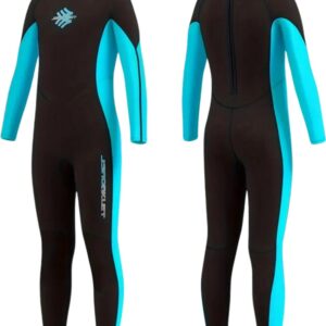 Nivard Wetsuit Kinderen - Swimsuit - Shorty - Surfpak - Duikpak - Lange Mouw - Zwemsuit - Zwart - 10y