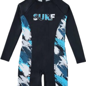 Nivard Wetsuit Kinderen - Swimsuit - Shorty - Surfpak - Duikpak - Lange Mouw - Zwemsuit - Zwart - 9y