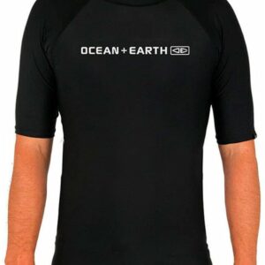 Ocean & Earth Script Korte Mouw Rash Guard Zwart L Man
