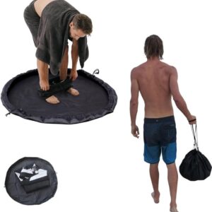Omkleed Mat - 130cm - Aankleedmat - Draagbaar - Waterdicht - Omkleedmat Wetsuit Bag - Opbergtas - Met trekkoord - Natte Kleding - Zwemtas - Surf-aankleedtas - voor duiken, zwemmen, surfen, kajakken en watersporten - Zwart
