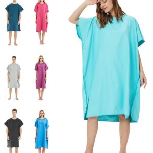 Omkleed Poncho Handdoek - Wetsuit Wisselponcho - Strand Omkleden - Sneldrogend Microvezel - 112 cm Lengte - Lichtblauw