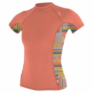 O'neill Wetsuits Side Print Korte Mouw Rash Guard Oranje L Vrouw