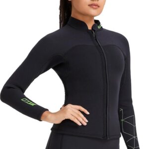 Overall van neopreen, 1,5 mm/3 mm, met ritssluiting, duikjas met lange mouwen voor mannen en vrouwen, voor zwemmen, snorkelen, duiken en surfen