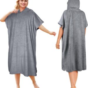Oversized Strand Poncho met Capuchon voor Volwassenen - Sneldrogende & Zandvrije Wetsuit Omslagdoek