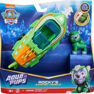 PAW Patrol Aqua Pups - Transformerend Zaagvis-voertuig met Rocky-Speelfiguur