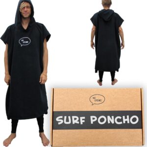 Poncho Handdoek - Omkleedponcho - Privé Omkleden - Extra Lange Lengte - 104 cm - Zwart