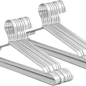Roestvrijstalen Hangers - Metalen Kledinghangers - Kleding Opbergen - Extra Brede Stevigheid - 20 Stuks - Zilver
