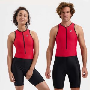 Rogelli Florida Mouwloos Trisuit - Triatlonpak voor Dames en Heren - Ademend, Sneldrogend - Rood/Zwart - Maat L