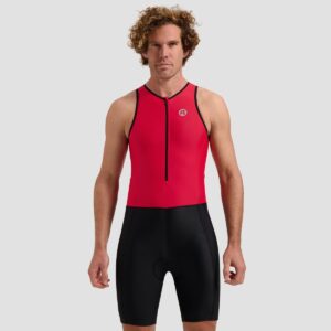 Rogelli Florida Mouwloos Trisuit - Triatlonpak voor Dames en Heren - Ademend, Sneldrogend - Rood/Zwart - Maat S