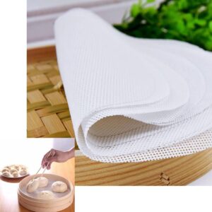 Rolin Roly 5 Piece Bamboo Steamer Liners Silicone Steamer Mat Round Reusable Steamer Liner Muffle Mesh Non-Stick - ShopVlot