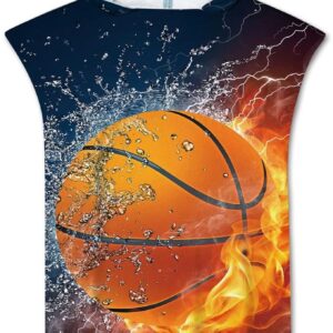 Rowjoy Football Surf Poncho, Microvezel Strandlaken Poncho 75X110cm, Voetbal Badponcho voor Volwassenen en Tieners (Marineblauw-Basketbal)