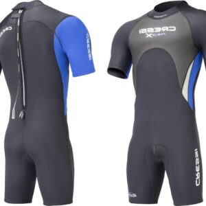 Shorty Wetsuit Heren - Duikpak Neopreen - Watersport Bescherming - High Stretch Materiaal - 25 mm - Zwart Blauw Zilver