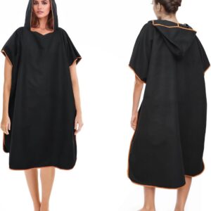 SnelShoppen - Badponcho voor Mannen en Vrouwen, Microvezel Surfponcho in Zwart, Universele Maat, Ideaal voor Strand, Surfen, Zwemmen, Duiken, Waterpar