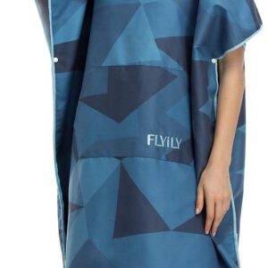 SnelShoppen - FLYILY Omkleedhanddoek Poncho met Capuchon - Lichtgewicht Microvezel Surf Wetsuit Handdoek met Zak - Ideaal voor Strand, Camping en Zwem