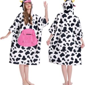 SnelShoppen - OLAOLA Veranderende Badjas Handdoek Poncho, Volwassen Surf Poncho Towel met Hoodie en Pocket, Overmaat Soft Absorberende Sneldrogende Zw