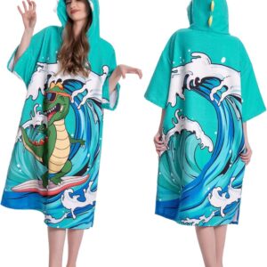 SnelShoppen - OLAOLA Veranderende Badjas Handdoek Poncho voor Volwassenen, Overmaat Soft Absorberende Sneldrogende Zwemstrand Handdoek met Kap en Zak,