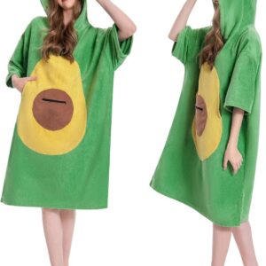 SnelShoppen - Oversized Surf Poncho Towel met Capuchon en Tas, Sneldrogende Badcape voor Volwassenen, Avocado Groen, Ideaal voor Strand en Zwemmen