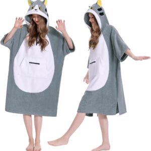 SnelShoppen - Oversized Surf Poncho Towel voor Volwassenen met Capuchon en Zak, Sneldrogend Badcape, Ideaal voor Zwemmen, Strand en Camping, Zacht en