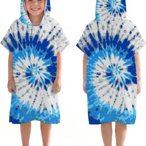 SnelShoppen - Sneldrogende surfponcho voor kinderen, capuchonhanddoek van microvezel, ideaal voor zwemmen, strand, surfen, duiken, thuis en wellness