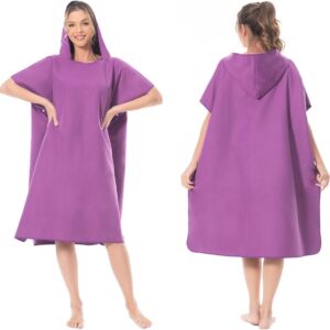 SnelShoppen - Ultralichte Sneldrogende Surf Poncho voor Dames en Heren, Microvezel Strandkleding in Paars, Ideaal voor Zwemmen, Surfen, Kamperen en Sa