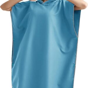 Sneldrogende Microfiber Zwemhanddoek en Poncho voor Mannen en Vrouwen, Lichtgewicht Strandhanddoek voor Zwemmen en Surfen - Universele Maat (Lichtblauw)